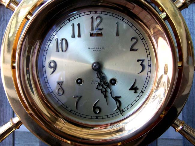 A Fine Chelsea Mariner's Ship Bell Clock in "Rose Bronze'" with 6" dial made in 1922 — image 3